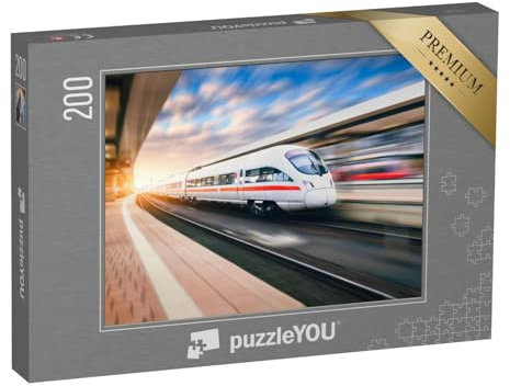 puzzleYOU: Puzzle 200 Teile „Ice bei der Durchfahrt durch den Bahnhof“ – aus der Puzzle-Kollektion Eisenbahn, Lokomotive
