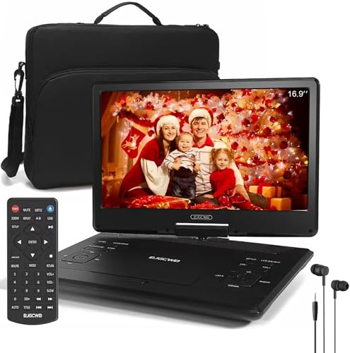 9.5 Portable DVD Player with 7.5 Swivel Display Screen, 5-Hour Built-in Rechargeable Battery, Car DVD Player,Supports SD Card/USB/CD/DVD and Multiple Disc Formats, High Volume Speaker,Black……