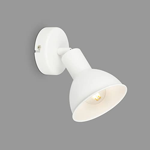 BRILONER Leuchten – Retro Wandleuchte innen, 1-flammige Retro Wandlampe innen, Wandspot E14, Verstellbar, Weiß, 110 x 90 mm, 2674-016