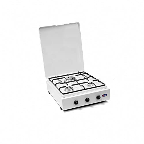 CFParker FO330CBGPm - Hornillo de mesa de gas metano para uso exterior con 3 fuegos con superficie extraíble para la limpieza, alimentación de gas metano