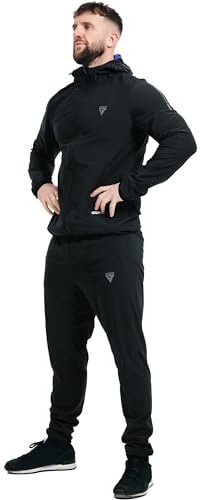 RDX Tuta da sudorazione da dimagrire, set con cappuccio, tuta da sauna, tuta sportiva, tuta da sauna, tuta termica per fitness, boxe, mMA addominale, palestra, fitness, corsa, uomo e donna