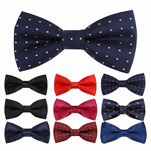 Probuk Kinder Jungen Fliege 10 * 5cm Polyester Klassische Verstellbare Schleife in unifarben mit Hakenverschluß Gummizug Ausgefallene Plain Bowties für Hochzeitsfeier/LäSsige/Formelle