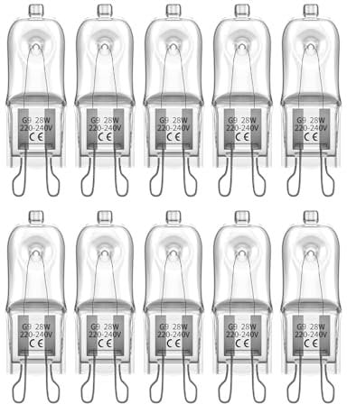 DoRight 10 Pack G9 Halogen Wax Burner Bulbs 40W, 230V 2700K Warm White Dimmable Capsule for Melt Lamp Replacement, Candle & Nightlights Warmers