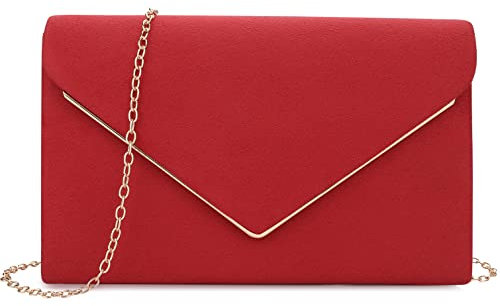 BBjinronjy Clutch-Tasche für Damen – Abendtasche, Handtasche für Hochzeit, Party, Cocktail oder Abschlussball, aus Kunstwildleder, Crossbody-Umhängetasche, Rot/Ausflug, einfarbig (Getaway Solids)