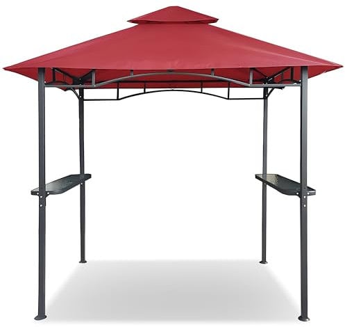 Pavillon Wasserdicht 340g/m² PVC Dach Grillpavillon 250x150 cm mit Ablage Gartenlaube Gartenpavillon BBQ (Terrakotta 27-T)