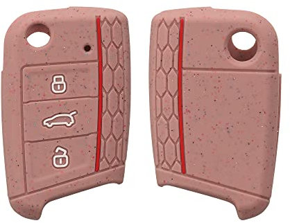 kwmobile Autoschlüssel Hülle kompatibel mit VW Golf 7 MK7 3-Tasten Autoschlüssel Hülle - Glitzer Silikon Case - Schlüsselhülle in Vintage Pink