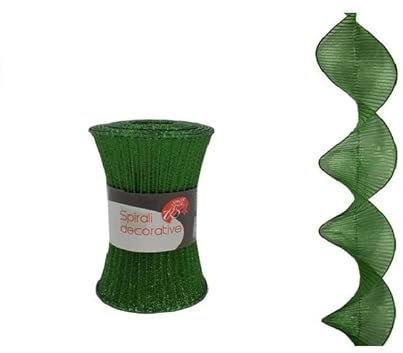 COSE DA CASA Nastro nastrino Onda Spirale Verde per Decorazioni addobbi Albero di Natale Natalizi in Tessuto Moderno e Particolare Rotolo cm180
