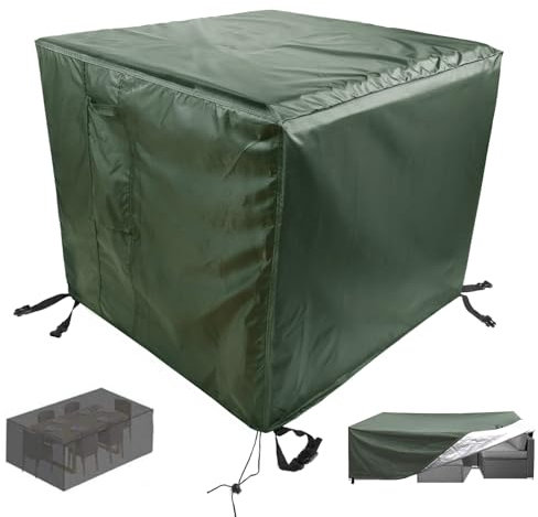 Rattan Garden Furniture Covers 160*160*80cm Patio Table Cover Heavy Duty 420D Oxford Fabric Outdoor Patio Table Set Cover For Garden Table & Chairs －Green