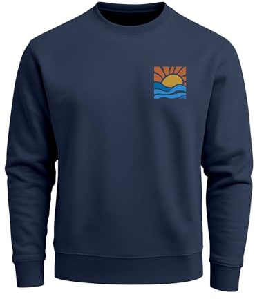 Neverless® Sweatshirt Herren Logo Print Sommer Sonne Welle Strand Meer Rundhals-Pullover Fashion Streetwear