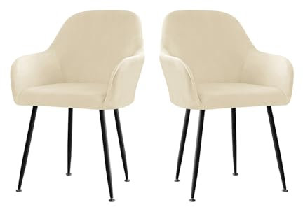 LIFEDX Stuhlhusse Stuhlbezug Samt Stretch 2er/4er/6er Set, Gebogen Stuhlbezüge Rückenlehne mit Armlehne Abnehmbar, Stuhlüberzug Esszimmerstühle Modern Bürostuhl Bezug Stuhl Beschützer-Beige||2PCS