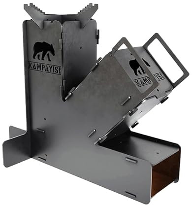 Réchaud de camping multi-combustibles | Chauffage, cuisine, barbecue, grill réchaud de camping pliable et portable avec sac | Camping en plein air événement feu de camp feu de bois (fusée)