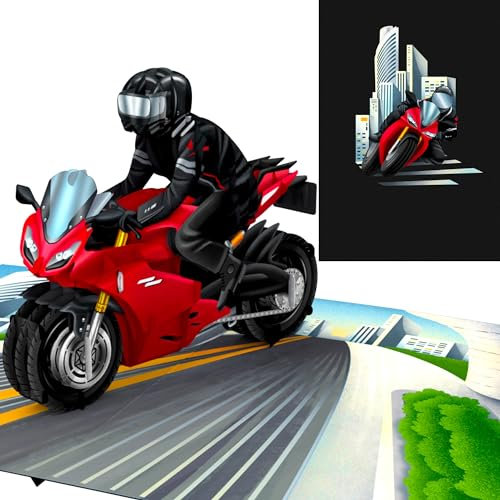 Liebessa - 3D Motorrad Bike Karte, Grußkarte, Gutschein, Lustige Geburtstagskarte für Männer, Motorradführerschein, Geldgeschenk für Motorradzubehör