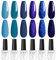 ROSALIND Esmaltes Semipermanentes Para Uñas en Gel UV LED, 6 Colores Azul Marino Lago Azul Glitter Pintauñas Semipermanentes Para Principiantes Manicura