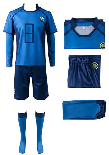 SKAYWHUK Anime Blue Lock Coplay Costume Lsagi Yoichi Chigiri Hyoma Soccer Jersey Tshirt Shorts Socks for Men Women