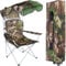 TRIZAND Chaise de pêche pliante avec accoudoirs, porte-gobelet, parasol jusqu'à 100 kg, pliable, dans sac de transport, motif camouflage
