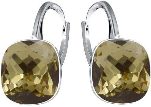 Silberne Ohrringe Exklusive Markenkristall Designs - Hochwertige Silber 925 Ohrhänger für Damen in verschiedenen Shades und Farben (Light Colorado Topaz)