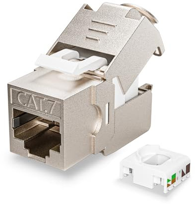 ZOERAX 12 conectores Keystone blindados RJ45 Cat7 Cat6A, Cat 710 Gbps, conectores modulares sin herramientas PoE para cable Ethernet S/FTP sólido o trenzado de 23 a 24 AWG