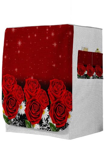 Odot Copri Lavatrice Esterni, Coprilavatrice da Esterno Antipolvere Anti Sunlight, Copertura per Lavatrice e Asciugatrice con Aperture Frontali (L-capacità 10,5~12 kg,Rosa Rossa)