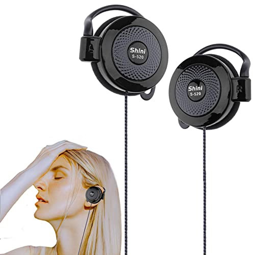 Auriculares tipo clip con cable – Auriculares portátiles con clip – Auriculares estéreo sobre la oreja para teléfono con micrófono, auriculares portátiles y compactos universales para teléfono móvil