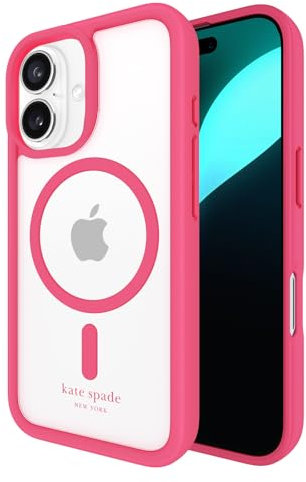 Kate Spade New York iPhone 16 Case - Compatible with MagSafe - Designer Phone Case - Pom Pom Pink