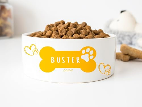 Personalised Ceramic Dog Bowl, Custom Pet Bowl for Dogs, Small to Large Sizes (Large)