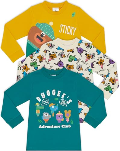 Hey Duggee 3 Pack 100% BCI Combed Cotton Long Sleeved T-Shirts Tops - 5-6 Years 116cm Multicoloured