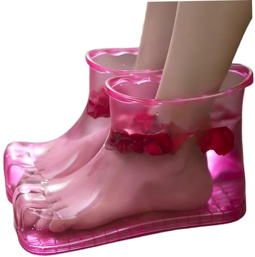 1 Paar Fuß Soaker Schuhe, Massage Foot Bad Schuhe, tragbarer thermischer Fuß Einweichen Badewanne Fuß Soaker Weakable Foot Soaker Badewanne Plastikfußbecken zum Einweichen von Füßen (Rose)