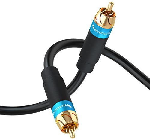 BlueRigger RCA Audio Subwoofer Cable (22.8M, Dual Shielded, Gold Plated RCA to RCA Connectors) – for Subwoofer, Amplifier, Home Theater
