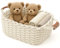 Aufbewahrungskorb Geflochten, Waschbar und Faltbar, Körbchen mit Ledergriffen, Aufbewahrungs box ideal für Accessoires, Kosmetika, das Badezimmer