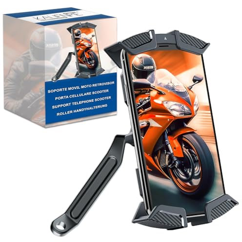 Porta cellulare scooter rotazione a 360º vestibilita universale compatibile con smartphone fino a 7,6 fissaggio infrangibile e sicuro agli specchietti di moto e scooter facile installazione