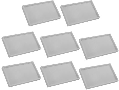 sourcing map 8PCS Jewelry Organizer Tray Stackable, Wooden Jewelry Containers Velvet Drawer Organizer Inserts Holder for Earrings Necklaces Rings Bracelet (8.5 x 5.1 x 1 Grey)