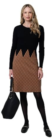 Izabel London Printed Long Sleeve Jumper Midi Dress Made from Viscose Blend for Women UK with a Knee Length Hem. Black