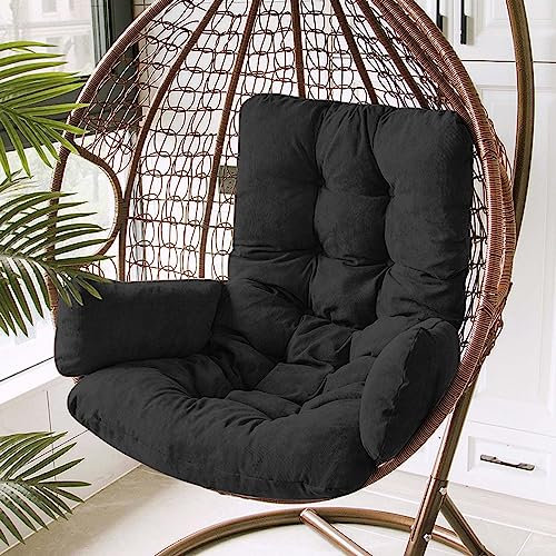 LUYAYW Hängesessel Kissen, Garten Polster, Auflage für Hängeschaukel, Hängekorb Sitzkissen, Waschbar Schaukelstuhl Sitzkissen Hängestuhl Sitzauflage(Schwarz)