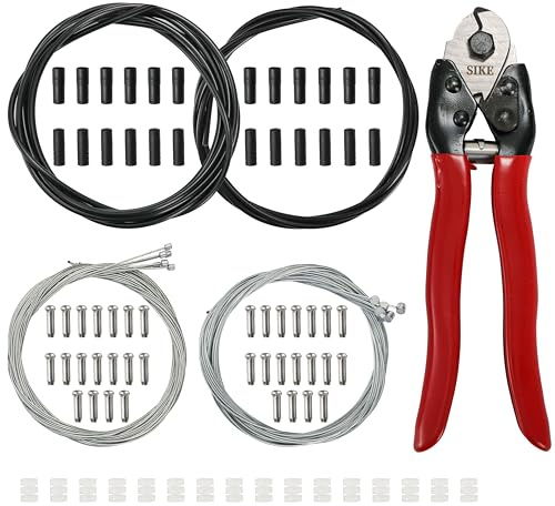 Nagpew 91-teiliges Fahrradkabel-Set, Fahrrad-Schaltbremskabel mit Schneider-Endkappen, Edelstahl-Fahrradschalthebel-Kabelgehäuse, Bremskabelgehäuse für Rennrad, Mountainbike