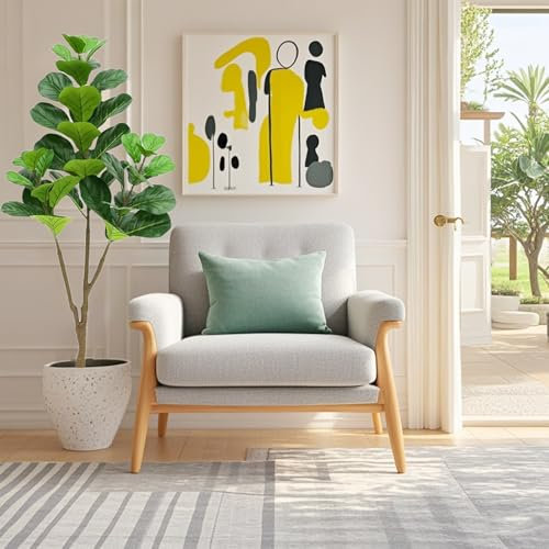 Cachpib 2 Stück 150cm Künstlicher Pflanze Fiddle Blättern Feigenbaum Indoor Kunstpflanze deko mit Blumentopf Ficus Baum Kunstbaum Dekopflanze Zimmerpflanze für Zuhause und Büro