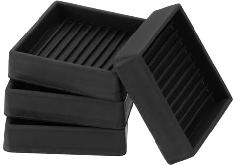 PATIKIL Lot de 4 2 Pouces Patins en Caoutchouc pour Meubles Noir | Sous-Verres Antidérapants Carrés Protecteurs de Sol pour Pieds de Meubles