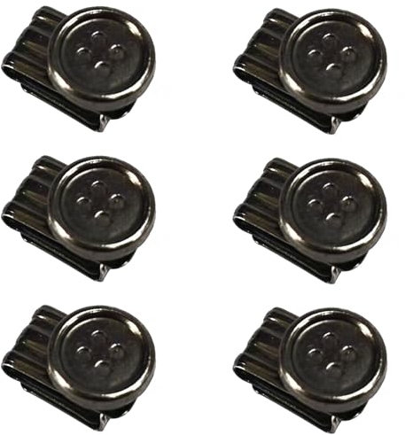 Wjelet 6 Stück Hosenträger Knöpfe Clips, Kein Nähen Clip-On-Knöpfe Für Hosenträger,Verstellbare Metallknöpfe Mit Endklammer,Robuste Befestigung Für Hosen Und Jeans