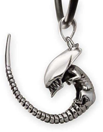Fly Style Kettenanhänger Edelstahl - Alien Xenomorph Embryo inspiriert von HR Giger - Stilvolle Halskette mit Anhänger für Herren, Auswahl:mit Kette