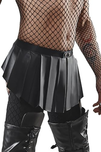 Kurzer schwarzer Rock Herren Crossdresser mit Druckknöpfe und Reißverschluss auf der Seite pofrei
