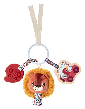 Lilliputiens - Hochet d'Activités Bébé Jack le Lion - Avec Anneau de Dentition en Silicone, Miroir et Hochet - Forme de Trousseau de Clés - 25 x 20 cm - Dès 3 mois