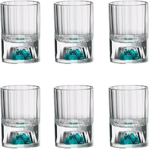 QMOWIZ Cerveza Tazas Juego de vidrio cristalino transparente de 6 copas de cóctel con copa de whisky redondo para el vaso de vino de la barra de fiesta. Jarra cerveza