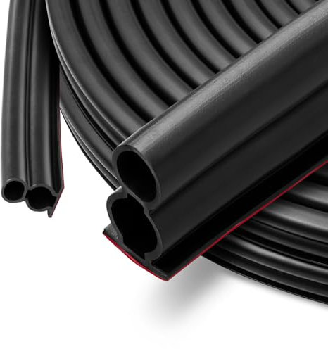 SUNWERK Joint de porte flexible, en caoutchouc, 10 mm x 15 mm, autocollant, étanche, pour fenêtre et porte, noir, 6,2 m