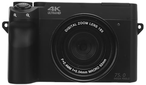75MP 4K Digital Camera with 18x Optical Zoom, WiFi HD Video Camera for Photography with 3 Inch LCD Screen Flash and Instant Transfer (Black)