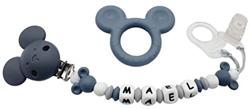 LANCK Attache tétine - Création personnalisée – Accessoire décoratif multi-usage – Cadeau artisanal unique - Mickey Silicone