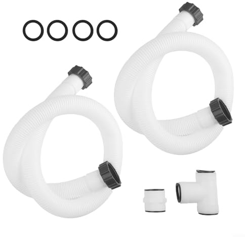 2 Stück Pool-Filterpumpenschlauch passend für Intex Filterpumpen, Salzwasser-Sandfilter, 3,8 cm Anschluss, mit geteiltem Schlauchgelenk-Adapter-Anschluss und T-Splitter-Anschluss