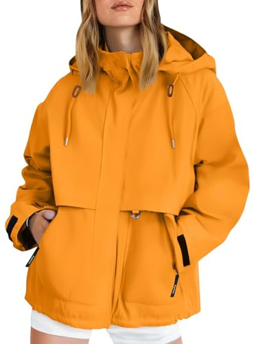 Regenjacke Damen Wasserdicht Outdoorjacke Atmungsaktiv Übergangsjacke Leichte Jacke mit Kapuze Regenmantel Fahrrad Trenchcoat Sport Windbreaker zum Wandern Reisen Treking Wanderjacke