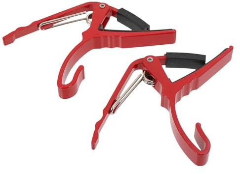 Aluminiumlegierung Gitarren Capo, 2 Stück, Rot, für Anfänger | Einfache Clip Ausführung, Schnelle Handhabung, für Ukulele und Banjo, Praktisches mit Zwei Teilen