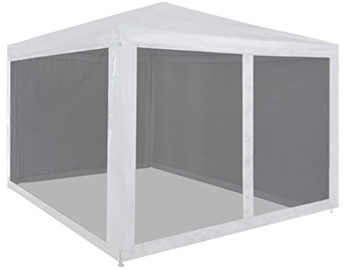 QJBSAVVA Partyzelt 3x3 m mit Moskitonetz Seitenwände, Stabiler Gartenpavillon aus Stahl-PE Robustes Outdoor Shelter für Grillpavillon Gartenfeste Festivals