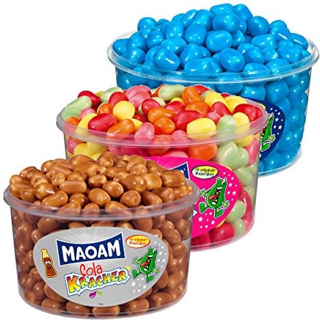 Haribo Maoam, 3er Set, bestehend aus je 1x Cola Kracher 1193g, Kracher Blue 1200g und Fruchtkracher 1193g