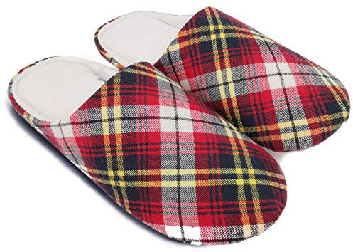 ofoot Pantofole di Schiuma di Cotone per Uomo,Spugna a Rimbalzo Lento Riempire,Plaid Pantofole a Solette di Gomma Non Sgusciata,Pantofole di Casa
